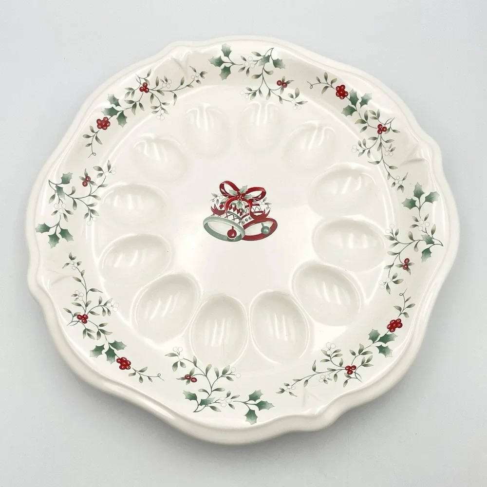 Vintage 1990s Pfaltzgraff Winterberry Deviled Egg Platter 12.5